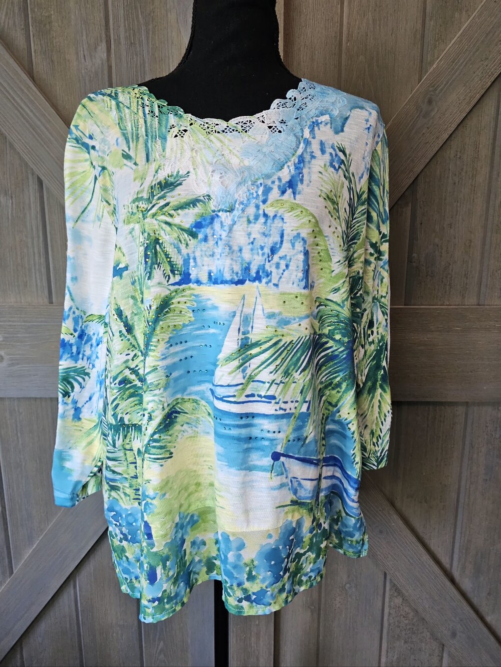 Alfred Dunner Tropical Blouse sz Large